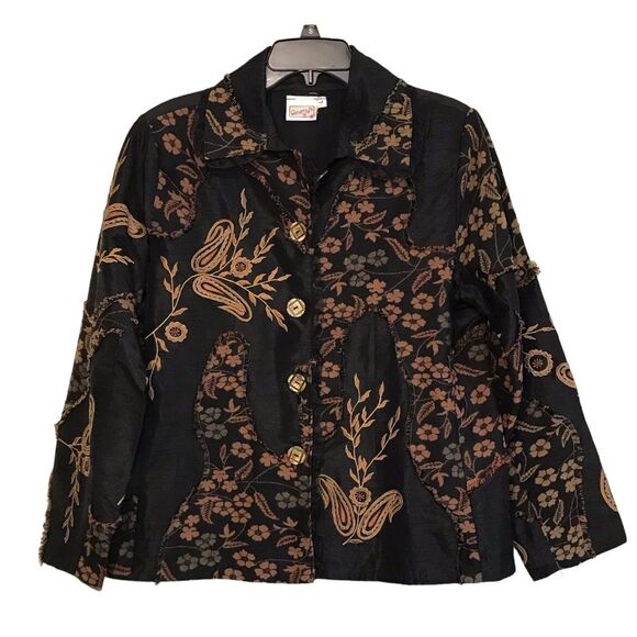 Beverly’s Black and Brown Embroidered Floral Jacket - Picture 1 of 12